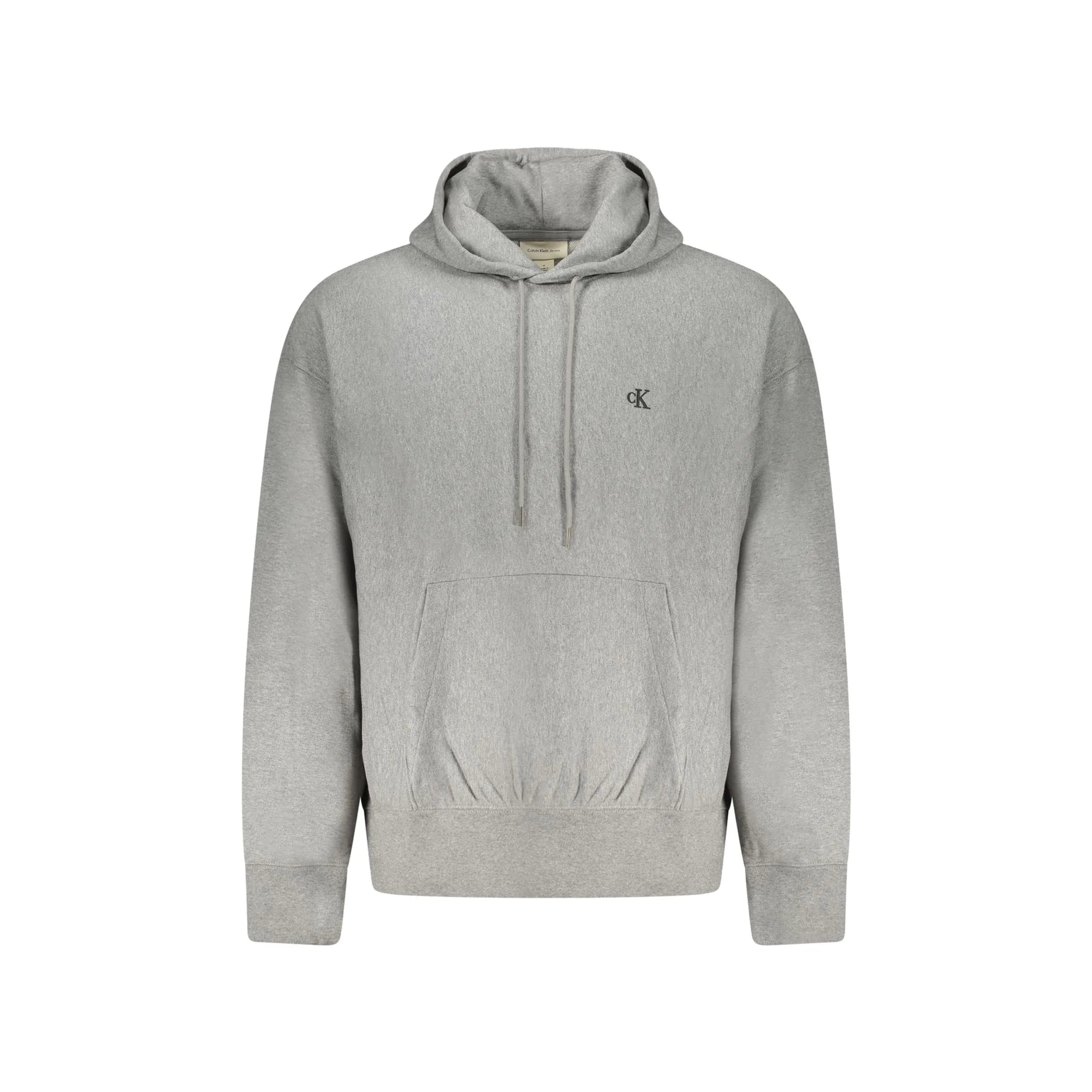 Calvin Klein Felpa Uomo Grigia Cappuccio Garzata Logo Felpe Grigio - foto prodotto